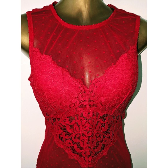 INC International Concepts Sz XL Red Swiss Dot Bodysuit NWT - Picture 3 of 4